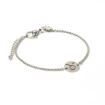 Pulseira Key Design Signo Touro de Aço Prata Ajustável
