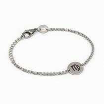 Pulseira Key Design Signo Virgem de Aço Prata Ajustável