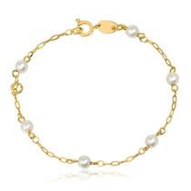 Pulseira Kids Pérolas 16cm Argolinha Reguladora Em 13cm