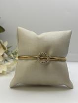 Pulseira Lacraia com Gota Vazada e Cravejada Banhado a Ouro