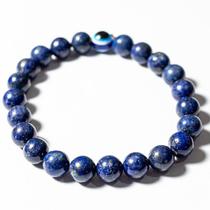 Pulseira Lápis Lazúli Com Olho Grego Bolinha 8mm