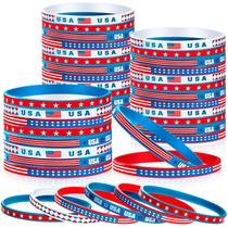 Pulseira Leitee Silicone USA Flag Patriotic 6,3 cm 100 unidades