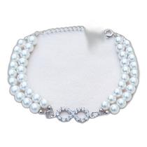 Pulseira Lembrança Infinito Com Pérolas Folheado 18k