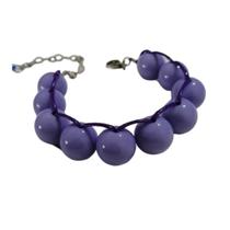 Pulseira Lilás Grande Bolas Artesanal Contas Lilás