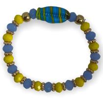 Pulseira Logunede Búzios Amarelo e Azul Claro Cristal Pulseira Logunede Búzios Amarelo e Azul Claro Cristal