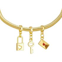 Pulseira Love Berloque Banhado a Ouro 18k