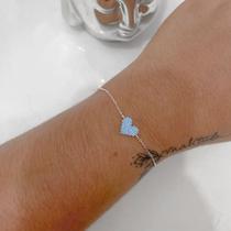 Pulseira Love Cravejada Azul Sky - PRATA 925