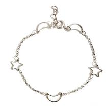 Pulseira Lua e Estrela Banhada a Ródio