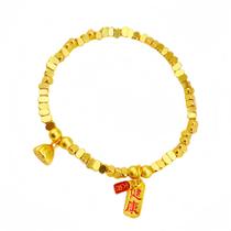 Pulseira Lucky Charm banhada a ouro para mulheres Flat Nugget Bead Pulseira Lucky Charm banhada a ouro para mulheres Flat Nugget Bead