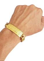 Pulseira Luxo Jesus Friso 12mm Banhado A Ouro 18k Masculino Pulseira Luxo Jesus Friso 12mm Banhado A Ouro 18k Masculino