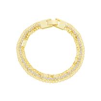 Pulseira luxo tripla Riviera banhada a ouro 18k