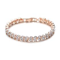 Pulseira Lvseeman Rose Gold com Zircônias, Estilo Tênis, Fina Pulseira Lvseeman Rose Gold com Zircônias, Estilo Tênis, Fina