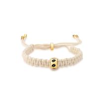 Pulseira Macramê de Algodão com Pingente Café Revestido em Ouro