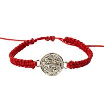 Pulseira Macramê Medalha São Bento Ajustável