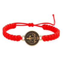 Pulseira Macramê Medalha Vintage São Bento Ajustável Metal