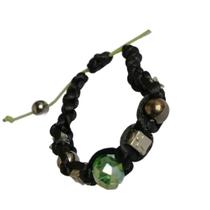 Pulseira Macramê Regulável Unissex Preto Verde