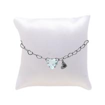 Pulseira Madrinha Azul Folheada Ródio Almofada,Inicial Pulseira Madrinha Azul Folheada Ródio Almofada,Inicial