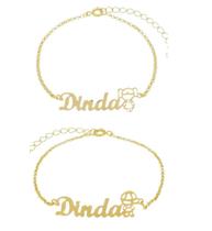 Pulseira Madrinha Dinda Menino/Menina Banhada A Ouro 18K