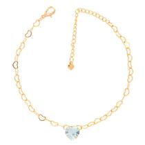 Pulseira Madrinha Elo Pedra Azul Claro Folheado A Ouro 18k Pulseira Madrinha Elo Pedra Azul Claro Folheado A Ouro 18k