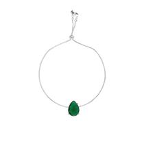 Pulseira Madrinha Gota Verde Esmeralda Folheado Prata