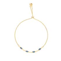 Pulseira Madrinha Pedra Navete Azul Escuro Folheado Ouro 18k