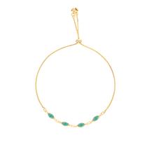 Pulseira Madrinha Pedra Navete Verde Folheado A Ouro 18k