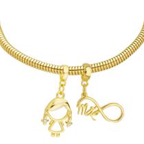Pulseira Mãe e Filha Berloque Banhado a Ouro 18k