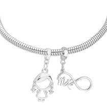 Pulseira Mãe e Filha Berloque Banhado a Prata 925 Pulseira Mãe e Filha Berloque Banhado a Prata 925