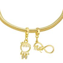 Pulseira Mãe e Filho Berloque Banhado a Ouro 18k Pulseira Mãe e Filho Berloque Banhado a Ouro 18k