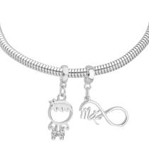 Pulseira Mãe e Filho Berloque Banhado a Prata 925 Pulseira Mãe e Filho Berloque Banhado a Prata 925