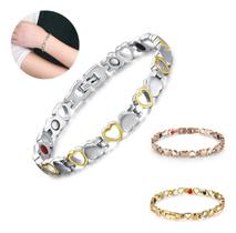 Pulseira Magn Dourada Feminina Coração Banhado Ouro 18k Luxo