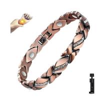 Pulseira Magnética Ajustável Cor Cobre Para Mulheres Alívio Da Dor Da Artrite Bioenergia Pressão