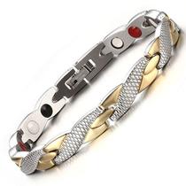 Pulseira Magnética Filetes Banhados a Ouro 18k