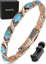 Pulseira magnética MagnetrX Pure Copper com turquesa feminina Pulseira magnética MagnetrX Pure Copper com turquesa feminina