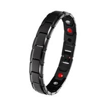 Pulseira Magnética Masculina De Aço Inoxidável Preta Para Cuidados Com a Saúde Da Artrite, Joias De