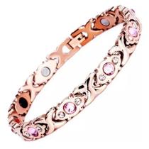 Pulseira Magnética Ouro Rose Gold Zircônia Equilibrio Unissex