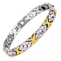 Pulseira Magnética Prata Com Dourado Equilibrio