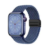 Pulseira Magnética Trançada De Nylon Para Apple Watch Ultra 9 8 7 6 5 4 3 SE 44 40mm Com Laço