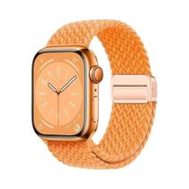 Pulseira Magnética Trançada De Nylon Para Apple Watch Ultra 9 8 7 6 5 4 3 SE 44 40mm Com Laço