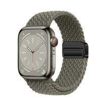 Pulseira Magnética Trançada De Nylon Para Apple Watch Ultra 9 8 7 6 5 4 3 SE 44 40mm Com Laço