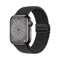 Pulseira Magnética Trançada De Nylon Para Apple Watch Ultra 9 8 7 6 5 4 3 SE 44 40mm Com Laço
