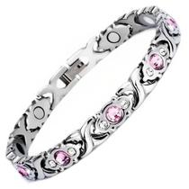 Pulseira Magnética Zircônia Prateada Saúde Equilíbrio
