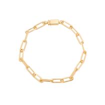 Pulseira Mahná Masculina 21cm Elo Retangular Banhada Ouro