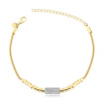 Pulseira Malha Cobra Com Tubinhos Folheada A Ouro