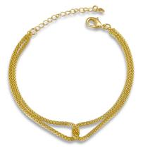 Pulseira Malha Dupla com Nó Banhada a Ouro 18K Semijoia