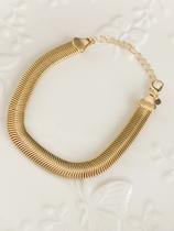Pulseira Malha Grossa Dourada Luxo Feminina + Brinde