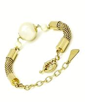 Pulseira Malha Italiana Com Pérolas Banho Ouro 18k 1319