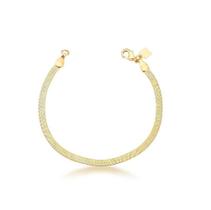 Pulseira Malha Laminada Estreita Banhada a Ouro - 2mm de Largura e 16cm + 3cm de Extensor