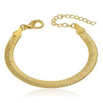 Pulseira Malha Serpente Alto Brilho 6mm Folheado a Ouro 18k Pulseira Malha Serpente Alto Brilho 6mm Folheado a Ouro 18k