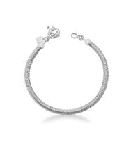 Pulseira Malha Snake Lisa Banhada a Ródio Branco - 16 cm + 4 cm Extensor Pulseira Malha Snake Lisa Banhada a Ródio Branco - 16 cm + 4 cm Extensor